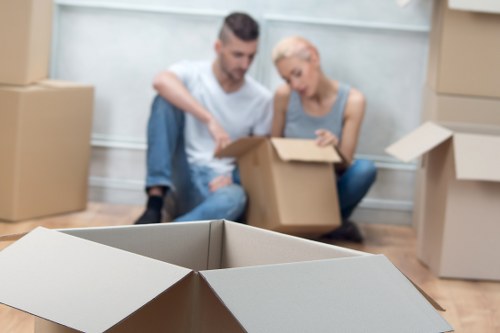 Packed student belongings ready for local transport